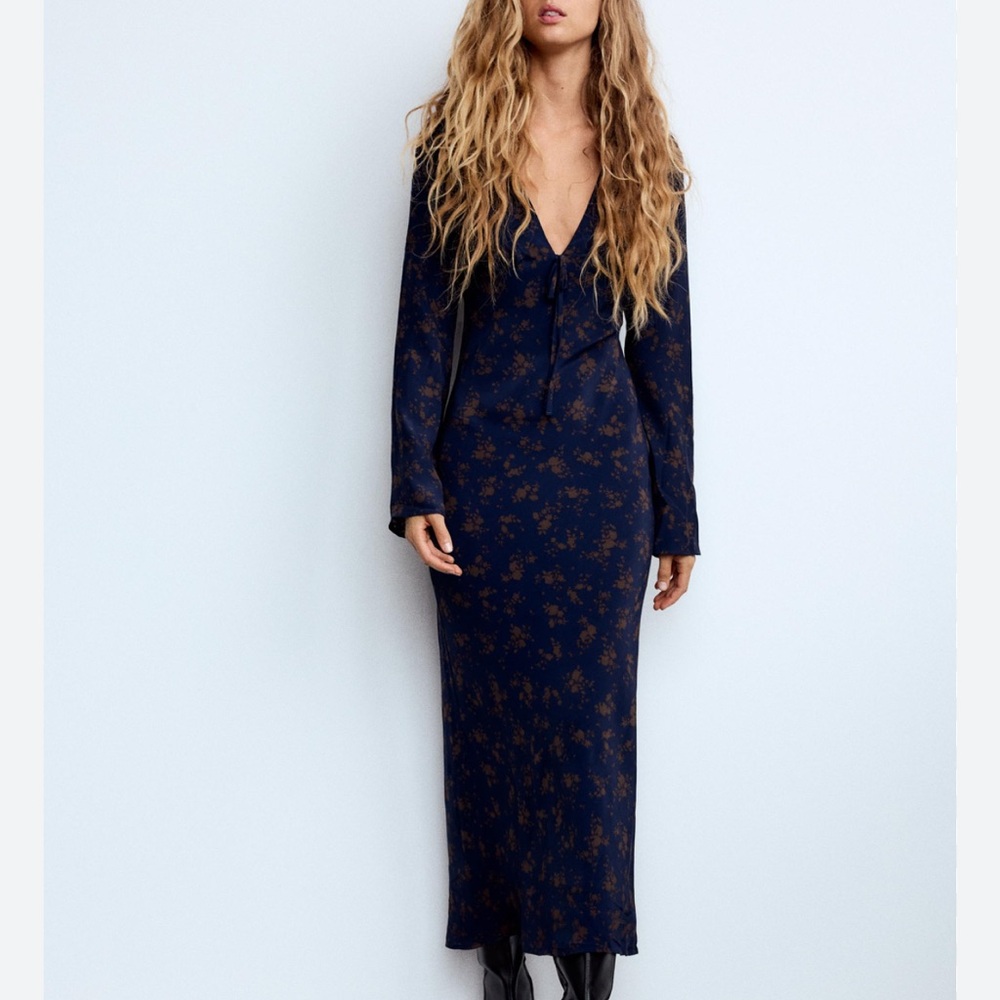 Zara Floral Print Midi Dress size Medium